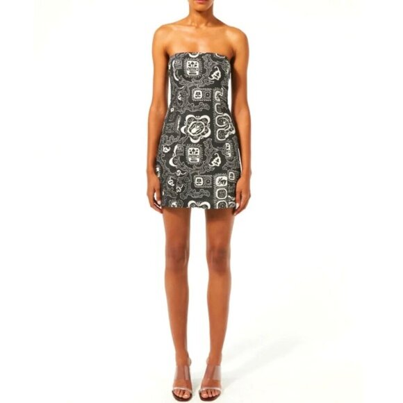 RHODE 'Giovanna' Strapless Linen Mini Dress, Bapu Bazaar Black - Picture 1 of 2